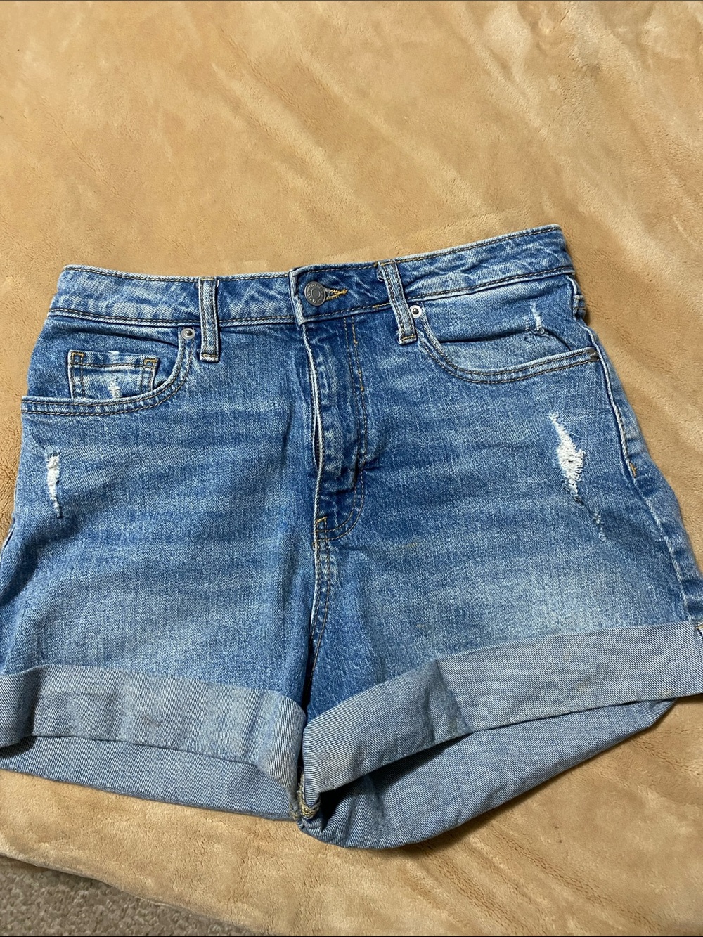 wild fable Blue Rolled-Hem Distressed Denim Shorts Sz 6